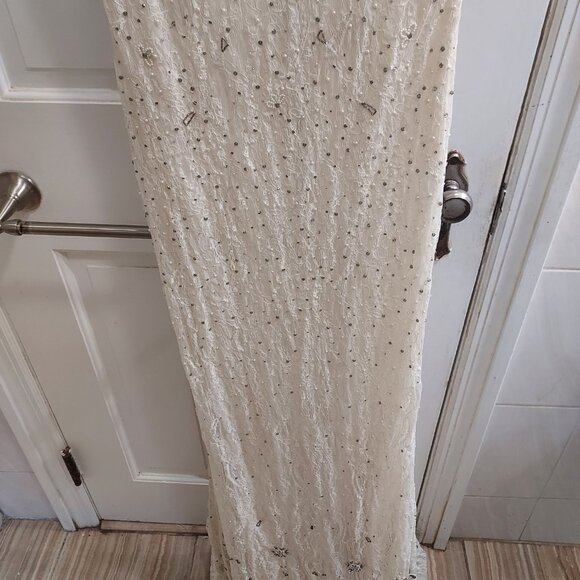 ALICE+OLIVIA CREAM WHITE PEARL BRIDAL WEDDING BEADED GOWN DRESS - Picture 3 of 12